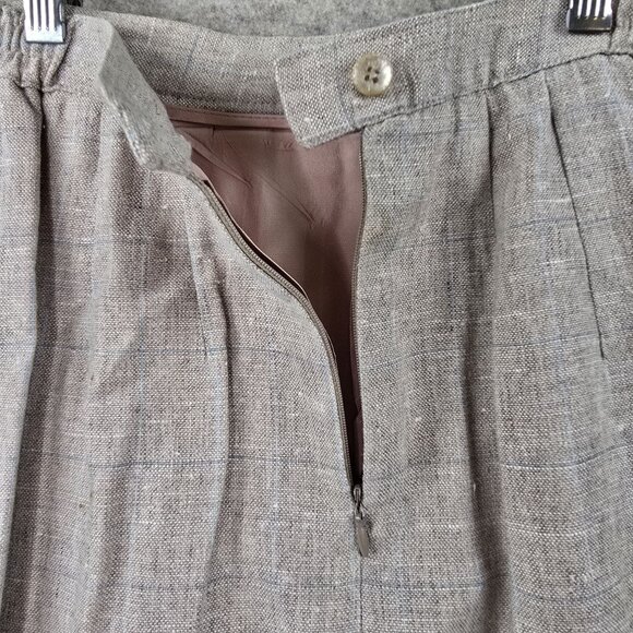 Linen Blend Beige Plaid Womens Two-Piece Blazer & Dress Suit Lined Size 4 - Picture 13 of 16